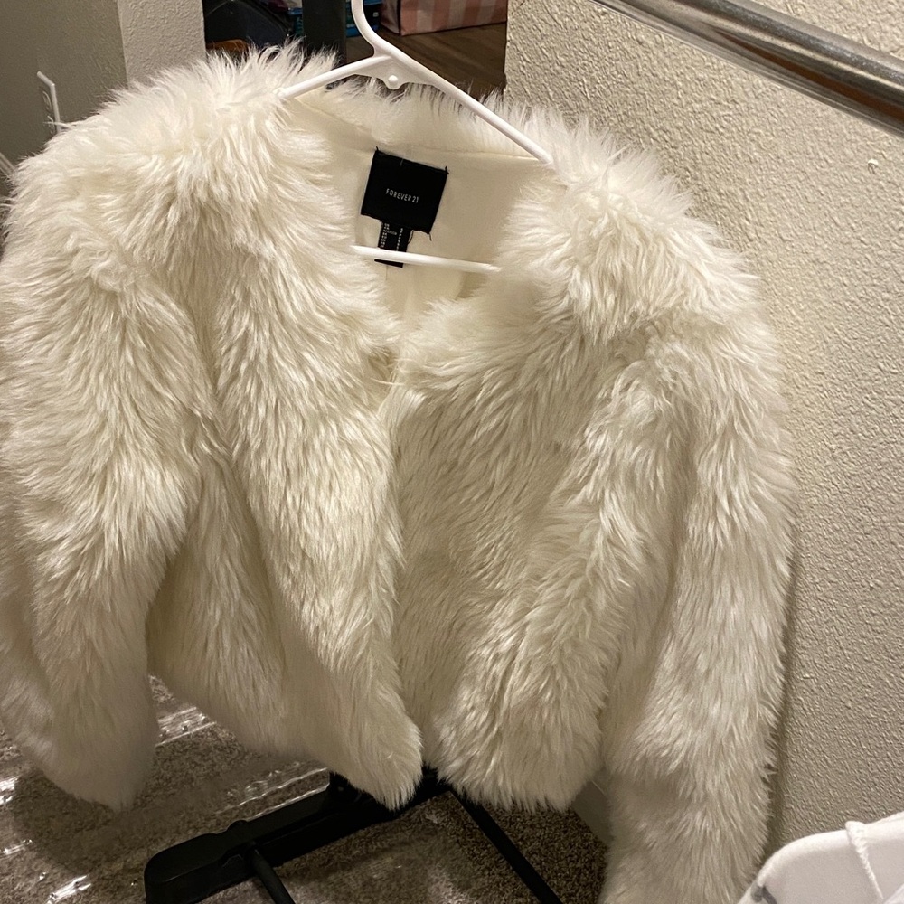 Women's White Faux Fur Jacket
